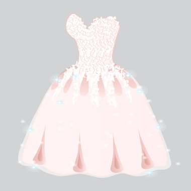 Lüks nedime Elbise üzerinde izole gri arka plan. Giyim Düğün. Vektör çizim.