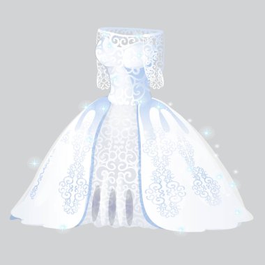 Lüks nedime Elbise üzerinde izole gri arka plan. Giyim Düğün. Vektör çizim.