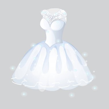 Lüks nedime Elbise üzerinde izole gri arka plan. Giyim Düğün. Vektör çizim.