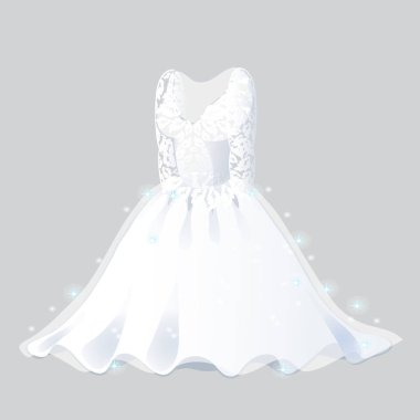 Lüks nedime Elbise üzerinde izole gri arka plan. Giyim Düğün. Vektör çizim.