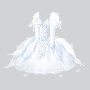 Lüks nedime Elbise üzerinde izole gri arka plan. Giyim Düğün. Vektör çizim.