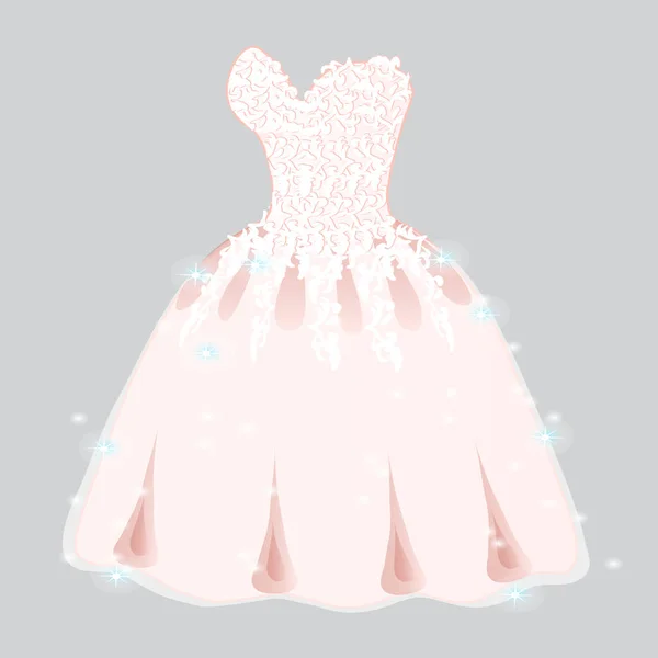 Lujoso vestido de dama de honor aislado sobre fondo gris. Ropa de boda. Ilustración vectorial . — Archivo Imágenes Vectoriales