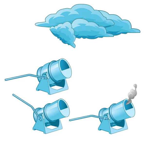 Een set van generatoren van rook en wolken geïsoleerd op een witte achtergrond. Vectorillustratie cartoon close-up. — Stockvector