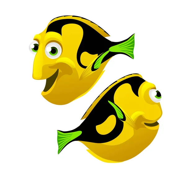 Sada kreslený ryb izolovaných na bílém pozadí. Vektor kreslené detail obrázku. — Stockový vektor