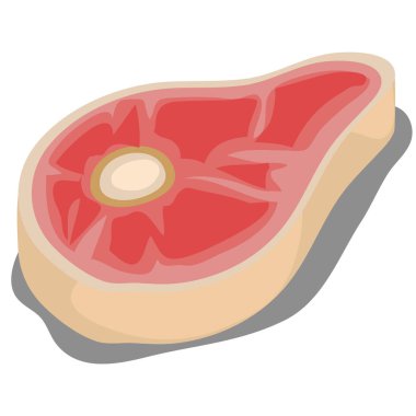 Beyaz arka plan üzerinde izole sulu et dilim. Vektör karikatür yakın çekim Şekil.