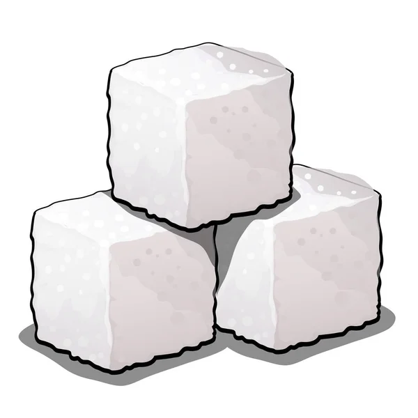 Pile of sugar cubes of refined sugar isolated on white background. Vector cartoon close-up illustration. — Stock Vector