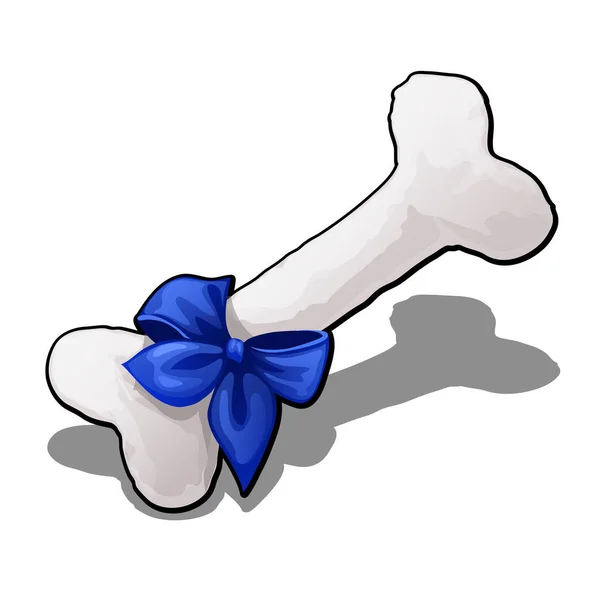 骨は、白い背景で隔離の弓でブルーのリボンと結ばれる綿製です。ベクトル漫画のクローズ アップ実例. — ストックベクタ