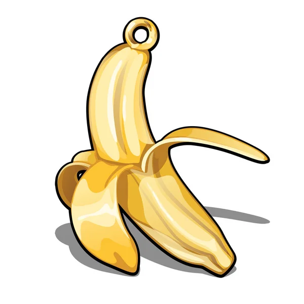 Esclusivo ciondolo in oro isolato su sfondo bianco. Gioielli a forma di banana. Un esempio di gioielli boutique. Illustrazione vettoriale . — Vettoriale Stock