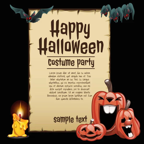 Un cartel sobre el tema de la fiesta de Halloween. Un bosquejo de la invitación u otras tarjetas con espacio para su texto. Ilustración vectorial . — Archivo Imágenes Vectoriales