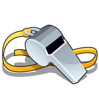 Beyaz arka plan üzerinde izole koç metal düdüğü. Vektör karikatür yakın çekim Şekil.