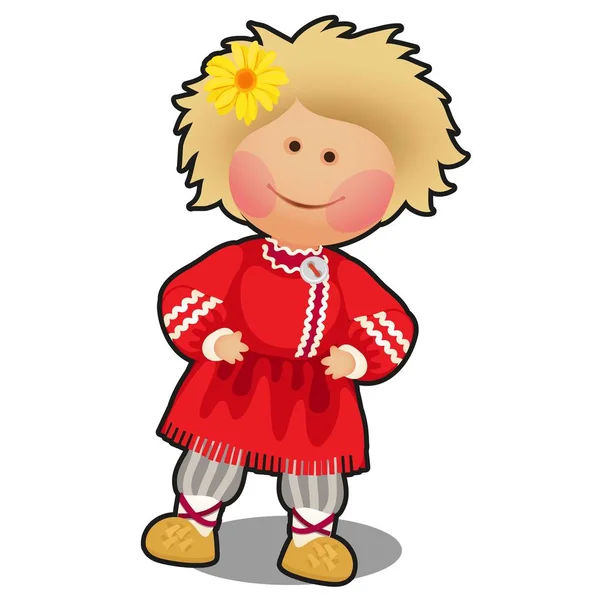 Poupée Rag sous la forme d'un garçon en vêtements folkloriques russes isolé sur fond blanc. Illustration en gros plan de dessin animé vectoriel . — Image vectorielle