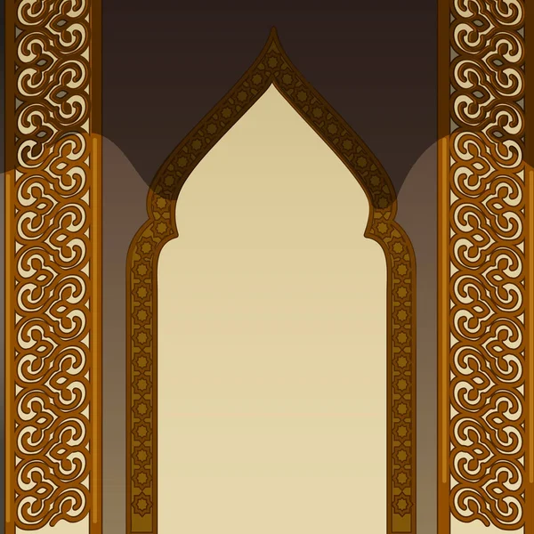 Arc avec des ornements orientaux isolés sur fond blanc. Illustration en gros plan de dessin animé vectoriel . — Image vectorielle