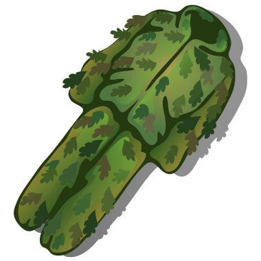 Ghillie takım elbise kamuflaj avcı veya askeri izole üzerinde beyaz arka plan. Vektör çizim.