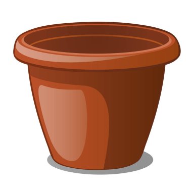 Çiçek pot kahverengi renk beyaz bir arka plan üzerinde izole. Çizgi film vektör yakın çekim Şekil.