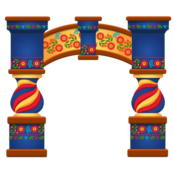 Arco com ornamento em estilo eslavo isolado em fundo branco. Desenhos animados vetoriais ilustração close-up . — Vetor de Stock