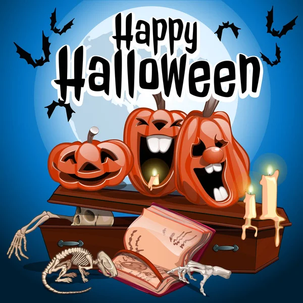 Un poster sul tema della festa di Halloween. Illustrazione vettoriale . — Vettoriale Stock
