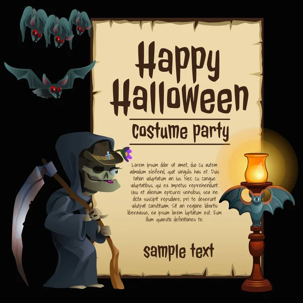 Un cartel sobre el tema de la fiesta de Halloween. Ilustración vectorial . — Vector de stock