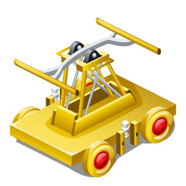 Tablo Hatıra draisine veya beyaz arka plan closeup izole ayar altın handcar şeklinde. Vektör çizim.