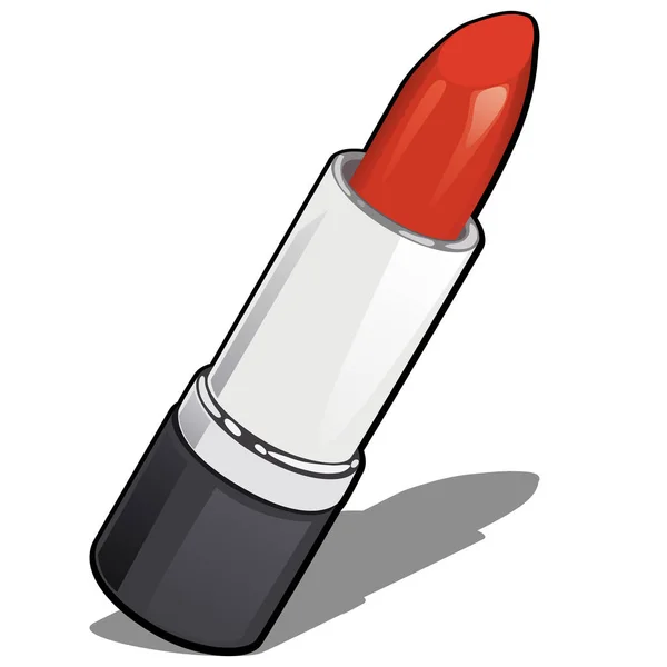 Felrode lippenstift geïsoleerd op een witte achtergrond. Vectorillustratie cartoon close-up. — Stockvector