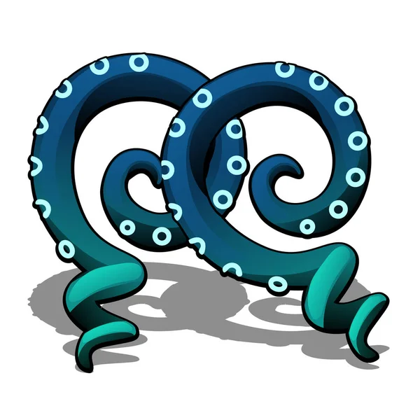 Tentáculo de polvo azul isolado sobre um fundo branco. Desenhos animados vetoriais ilustração close-up . —  Vetores de Stock