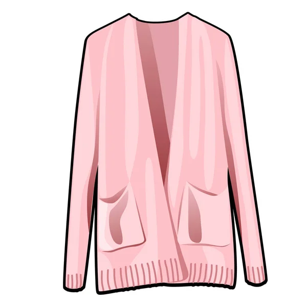 白い背景で隔離のポケット付きピンク レディース ジャケット。ベクトル漫画のクローズ アップ実例. — ストックベクタ
