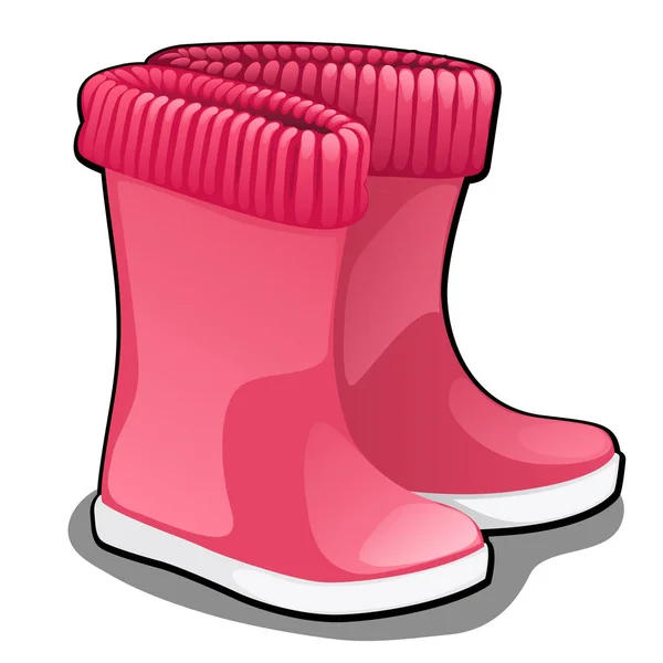 Stylish pink rubber boots or wellingtons isolated on white background. Vector cartoon close-up illustration. — Stock Vector