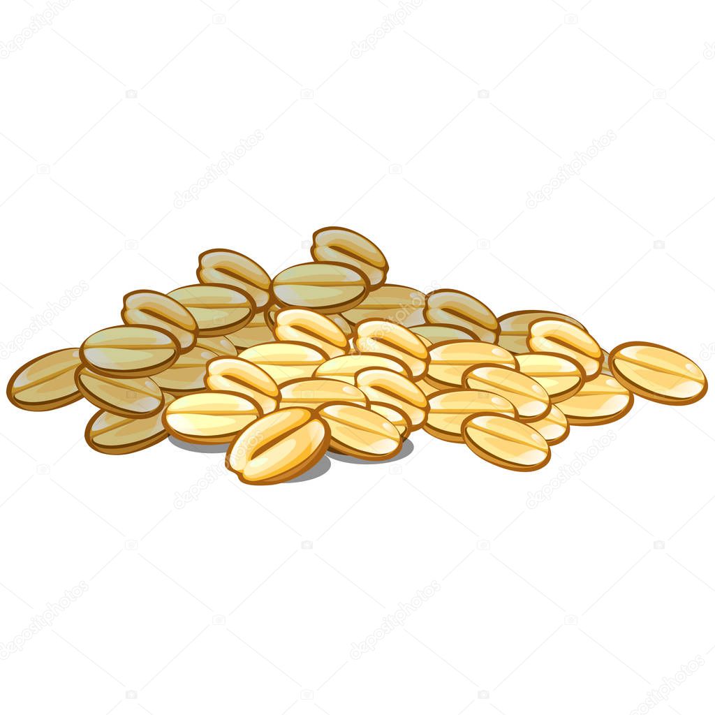 A handful of wheat grains isolated on a white background. Cereals. The birds feeding. Vector illustration.