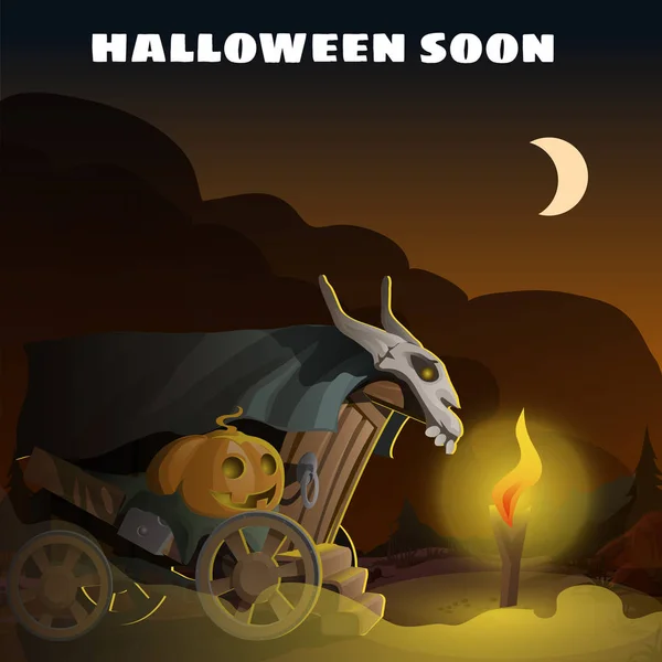 Affiche Dans Style Vacances Tous Les Mauvais Halloween Partie Petite — Image vectorielle