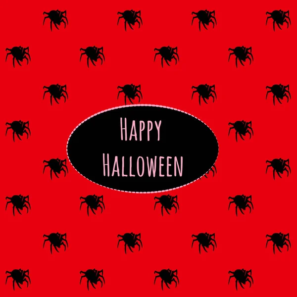 Cadılar Bayramı tatil partisi veya tebrik kartı tema kırmızı bir arka plan üzerinde siyah taramasını örümcekler siluetleri ile üzerine poster. Modern tasarımı ile şık kartı. Çizgi film vektör yakın çekim Şekil. — Stok Vektör