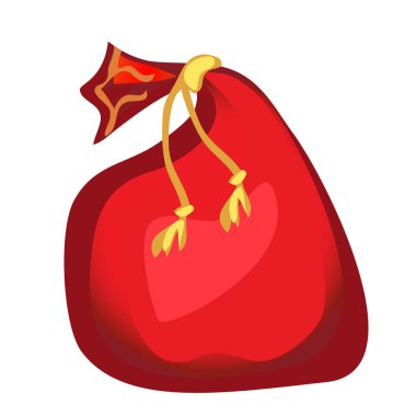 Noel Baba beyaz arka plan üzerinde izole kırmızı bir kese. Vektör çizim.