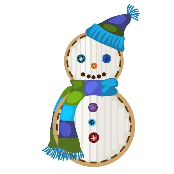 Patch festivo na forma de boneco de neve desenhos animados isolado em um fundo branco. Ilustração vetorial . — Vetor de Stock