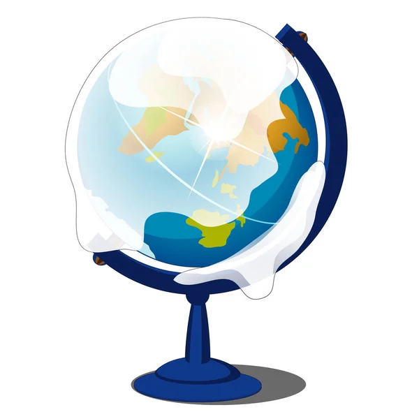 Snow-covered globe isolated on a white background. Vector illustration. — Stock Vector