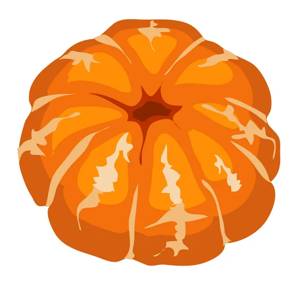 Dessin animé mandarine pelée isolé sur un fond blanc. Symbole traditionnel des fruits du Nouvel An et de Noël. Illustration vectorielle . — Image vectorielle