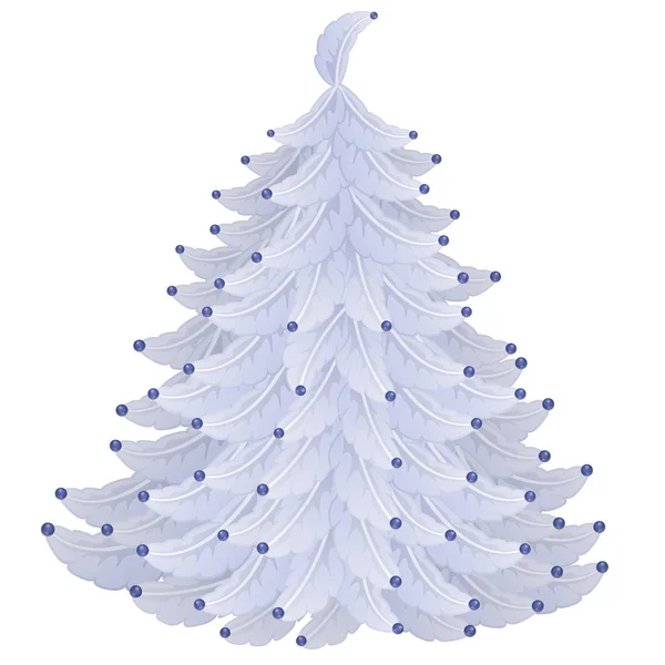 Weihnachtsbaum aus flauschigen Federn isoliert auf weißem Hintergrund. Vektorillustration. — Stockvektor
