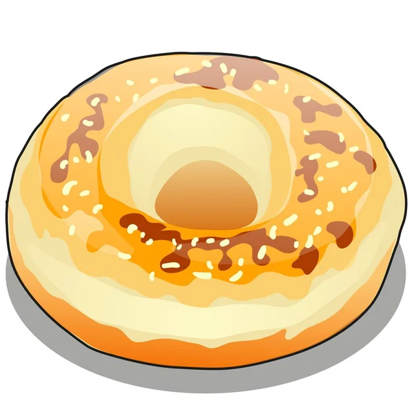 Donut com esmalte colorido isolado no fundo branco. Desenhos animados vetoriais ilustração close-up . — Vetor de Stock