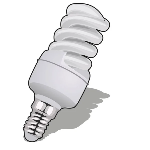 Bombilla de bajo consumo aislada sobre fondo blanco. ilustración de primer plano de dibujos animados vectoriales . — Vector de stock