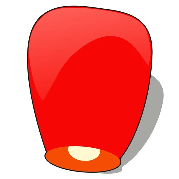 Lanterna de céu chinês vermelho na forma de coração isolado em um fundo branco. Desenhos animados vetoriais ilustração close-up . — Vetor de Stock