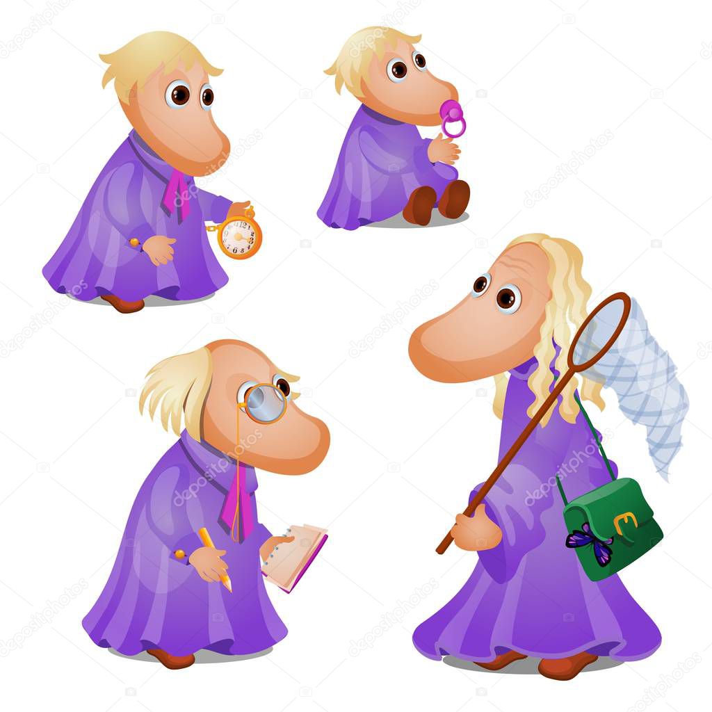 Family of fairy tale characters isolated on white background. Vector cartoon close-up illustration.