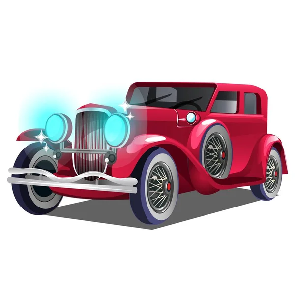 Vintage auto retrò rosso isolato su sfondo bianco. Illustrazione ravvicinata del fumetto vettoriale . — Vettoriale Stock