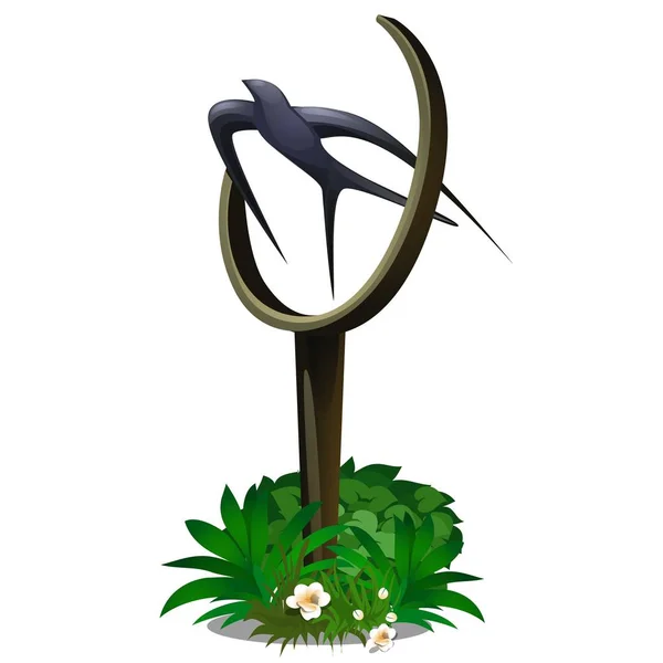 雕像以飞行的燕子的形式在白色背景查出。向量动画片特写例证. — 图库矢量图片