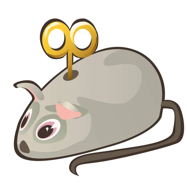 Hodinky myš s klíčem izolovaných na bílém pozadí. Vektor kreslené detail obrázku. — Stockový vektor