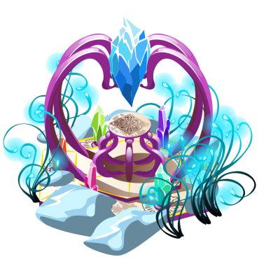 Kristal beyaz arka plan üzerinde izole güç ile büyülü bir yer. Vektör karikatür yakın çekim şekil.