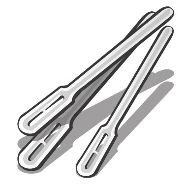 Kahve ve çay beyaz arka plan üzerinde izole plastik karıştırıcı. Vektör karikatür yakın çekim şekil.