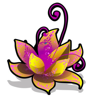 Beyaz arka plan üzerinde izole süslü çiçek. Vektör karikatür yakın çekim şekil.