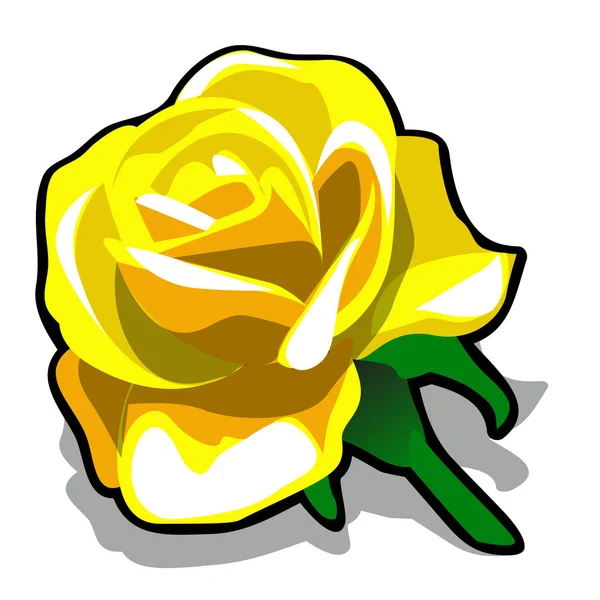 Brote de rosa de color amarillo limón aislado sobre fondo blanco. ilustración de primer plano de dibujos animados vectoriales . — Archivo Imágenes Vectoriales
