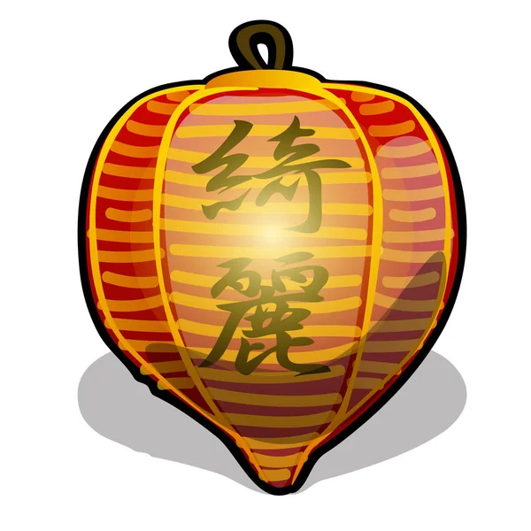 Papel chinês feriado lanterna cor vermelha isolada no fundo branco. Desenhos animados vetoriais ilustração close-up . — Vetor de Stock