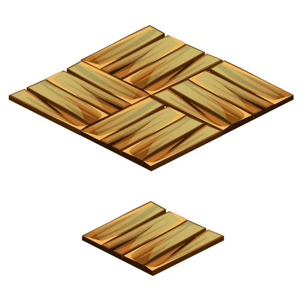 Set di piastrelle per pavimenti con trama di assi di legno isolato su sfondo bianco. La struttura di parquet da razze preziose di legno. Illustrazione ravvicinata del fumetto vettoriale . — Vettoriale Stock