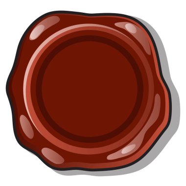 Kahverengi mum mühür veya damga bir boş yüzey ve beyaz bir arka plan üzerinde izole senin metin için yer ile. Vektör karikatür yakın çekim şekil.