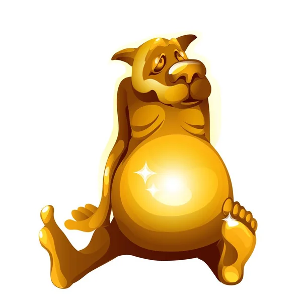 Figura dorada de un perro se atragantó aislado sobre fondo blanco. ilustración de primer plano de dibujos animados vectoriales . — Vector de stock