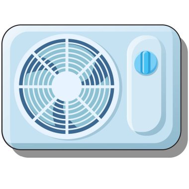 Elektrik fanı. Ev için klima, beyaz arka plan üzerinde izole iklim ekipmanları. Vektör karikatür yakın çekim illüstrasyon.